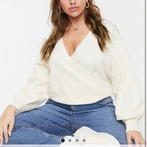 ASOS Curve Ivory Wrap Sweater size 16